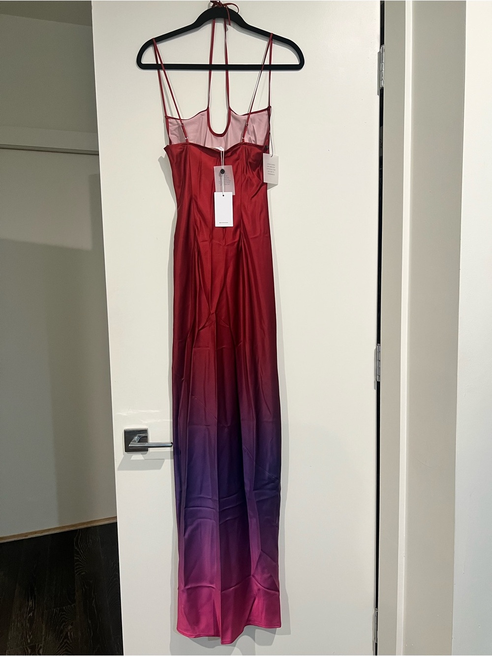 REVOLVE Ombré Red to Purple to Pink Satin Slip Maxi Dress - Picture 8 of 15